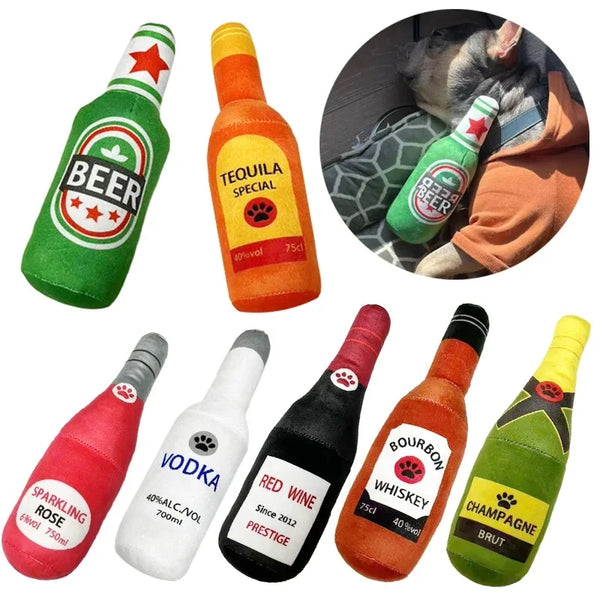 Squeaky Beer Bottle Dog Toy